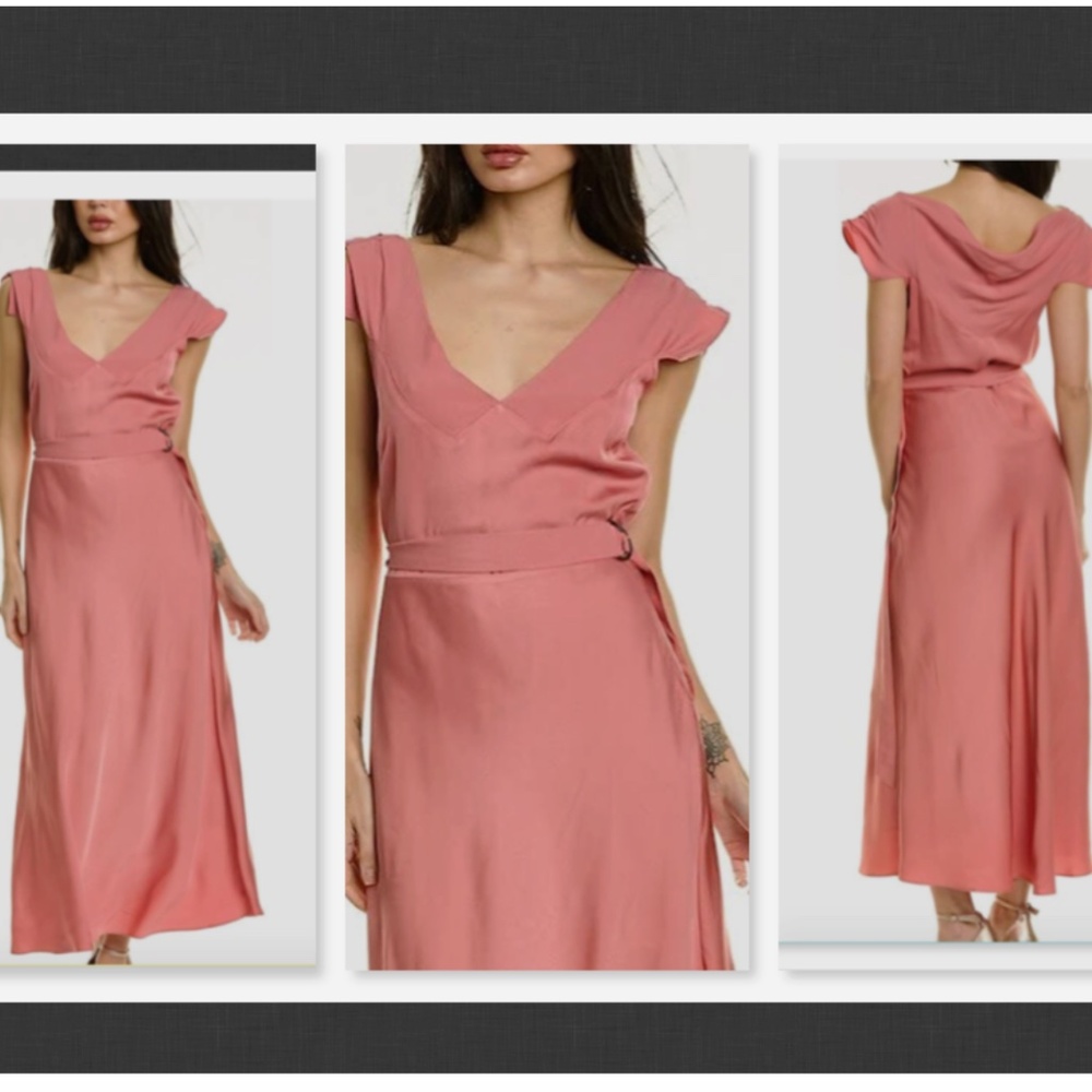 NEW  Ted Baker  Noemi Belted Bias Cut Dress In Dusky Pink Size 4 TB  (10US)